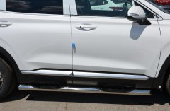 Тюнинг внедорожника Порог труба с проступью Hyundai Santa Fe 2021