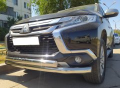 Тюнинг внедорожника Защита переднего бампера Mitsubishi Pajero Sport 2017
