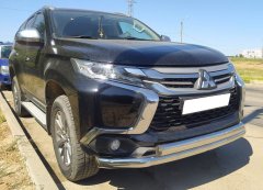Тюнинг внедорожника Защита переднего бампера Mitsubishi Pajero Sport 2017