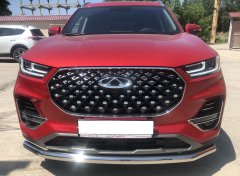 Тюнинг внедорожника Защита переднего бампера Chery Tiggo 8 Pro 2021