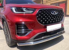 Тюнинг внедорожника Защита переднего бампера Chery Tiggo 8 Pro 2021