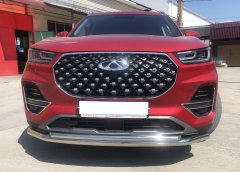 Тюнинг внедорожника Защита переднего бампера Chery Tiggo 8 Pro 2021