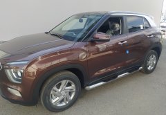 Тюнинг внедорожника Порог труба с проступью Hyundai Creta 2021