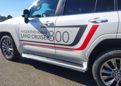 Тюнинг внедорожника Защита штатного порога труба Toyota Land Cruiser 300 2021 (Юбилейная)