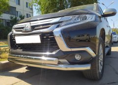Тюнинг внедорожника Защита переднего бампера Mitsubishi Pajero Sport 2017