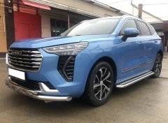 Тюнинг внедорожника Пороги с накладным листом Haval Jolion 2021 