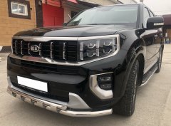 Тюнинг внедорожника Защита штатного порога труба KIA Mohave 2021