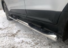 Тюнинг внедорожника Порог труба с проступью Hyundai Creta 2016