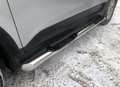Тюнинг внедорожника Порог труба с проступью Hyundai Creta 2016