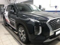 Тюнинг внедорожника Порог труба с проступью Hyundai Polisade 2021