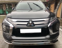 Тюнинг внедорожника Защита переднего бампера Mitsubishi Pajero Sport 2021