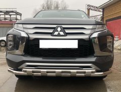 Тюнинг внедорожника Защита переднего бампера Mitsubishi Pajero Sport 2021