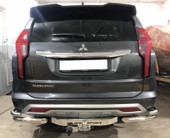 Тюнинг внедорожника Защита заднего бампера Mitsubishi Pajero Sport 2021