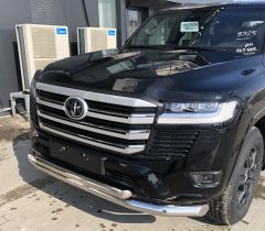 Тюнинг внедорожника Защита переднего бампера Toyota Land Cruiser 300 2021 (Комфорт плюс)