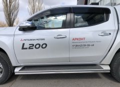 Тюнинг внедорожника Защита штатного порога труба Mitsubishi L200 2019