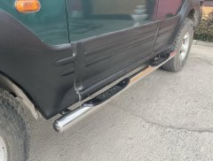 Тюнинг внедорожника Порог труба с проступью Mitsubishi Pajero 1 1986-2006