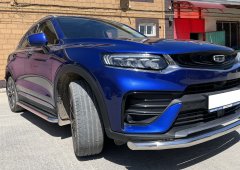 Тюнинг внедорожника Пороги с накладным листом Geely Tugella 2021