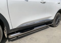 Тюнинг внедорожника Порог труба с проступью Haval F7 2022 Рестайлинг