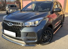 Тюнинг внедорожника Защита переднего бампера Chery Tiggo 4 2019 Рестайлинг