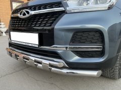 Тюнинг внедорожника Защита переднего бампера Chery Tiggo 4 2019 Рестайлинг