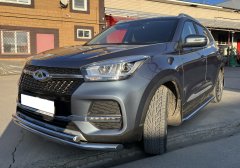 Тюнинг внедорожника Пороги с накладным листом Chery Tiggo 4 2019 Рестайлинг