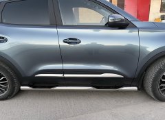 Тюнинг внедорожника Порог труба с проступью Chery Tiggo 4 2019 Рестайлинг