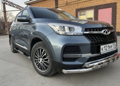 Тюнинг внедорожника Порог труба с проступью Chery Tiggo 4 2019 Рестайлинг