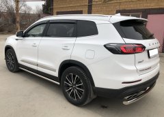 Тюнинг внедорожника Защита штатного порога труба Chery Tiggo 8 Pro Max 2022, Tiggo 8 Pro Max Рестайлинг 2024