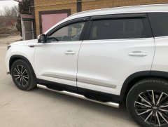 Тюнинг внедорожника Порог труба с проступью Chery Tiggo 8 Pro Max 2022, Tiggo 8 Pro Max Рестайлинг 2024
