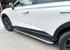 Тюнинг внедорожника Пороги с накладным листом Haval F7 2024