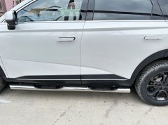 Тюнинг внедорожника Порог труба с проступью Haval F7 2024