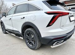 Тюнинг внедорожника Порог труба с проступью Haval F7 2024