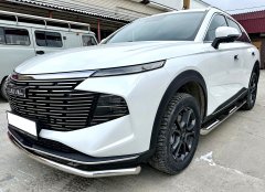 Тюнинг внедорожника Порог труба с проступью Haval F7 2024