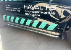 Тюнинг внедорожника Пороги с накладным листом Haval H5 2024