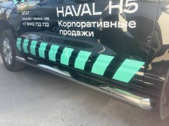 Тюнинг внедорожника Порог труба с проступью Haval H5 2024