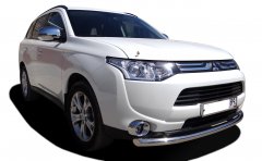 Тюнинг внедорожника Защита переднего бампера Mitsubishi Outlander 2012-2014