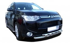 Тюнинг внедорожника Защита переднего бампера Mitsubishi Outlander 2012-2014