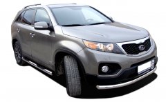 Тюнинг внедорожника Порог труба с проступью KIA Sorento 2009-2012