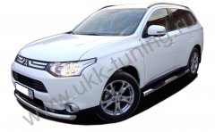 Тюнинг внедорожника Порог труба с проступью Mitsubishi Outlander 2012-2014
