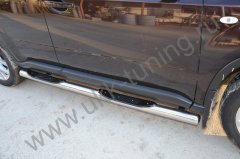 Тюнинг внедорожника Порог труба с проступью Nissan X-trail 2010-2015 (T31) Второе поколение (в т.ч. Рестайлинг 2010г.)