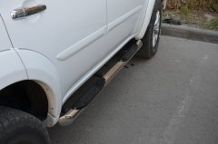 Тюнинг внедорожника Порог труба с проступью Mitsubishi Pajero Sport 2008