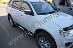 Тюнинг внедорожника Порог труба с проступью Mitsubishi Pajero Sport 2008