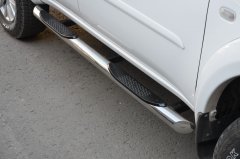 Тюнинг внедорожника Порог труба с проступью Mitsubishi Pajero Sport 2008