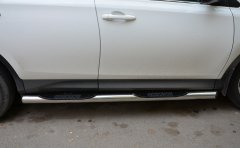 Тюнинг внедорожника Порог труба с проступью Toyota RAV4 2013