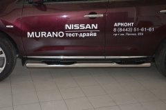 Тюнинг внедорожника Порог труба с проступью Nissan Murano 2014