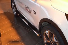 Тюнинг внедорожника Порог труба с проступью KIA Sorento Prime 2015