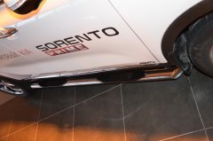 Тюнинг внедорожника Порог труба с проступью KIA Sorento Prime 2015