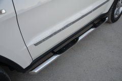 Тюнинг внедорожника Порог труба с проступью Jeep Grand Cherokee 2013