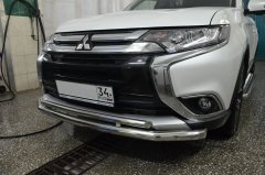 Тюнинг внедорожника Защита переднего бампера Mitsubishi Outlander 2015
