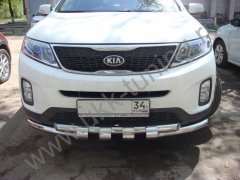 Тюнинг внедорожника Защита переднего бампера KIA Sorento 2013